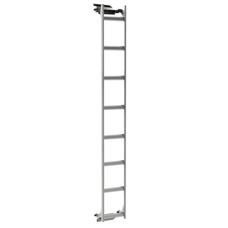 Vaste aluminium ladder op rechtse deur