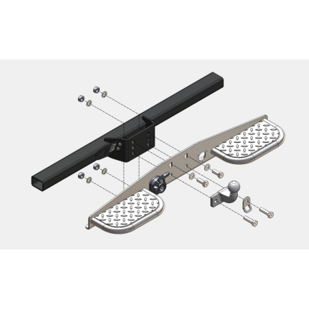 Black painted-steel step, to install on towbar